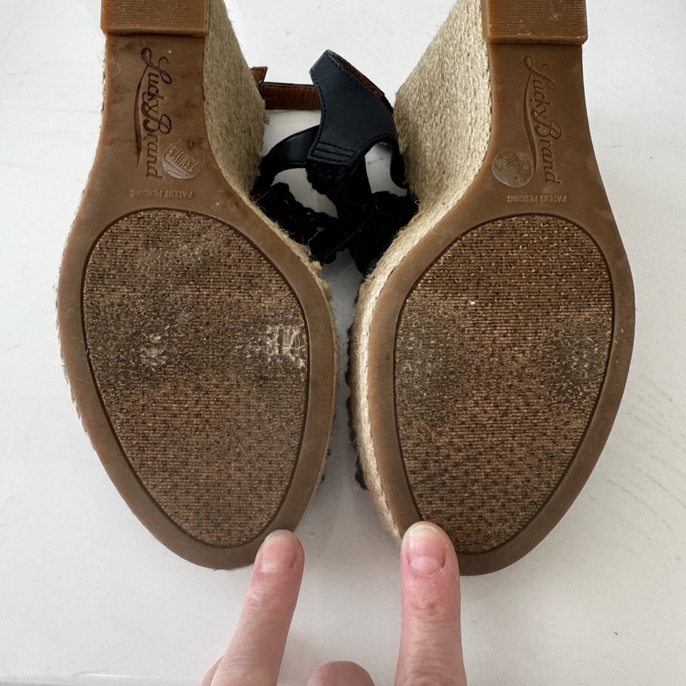 Lucky Brand Navy Crochet Wedge Sandals - Picture 4 of 5